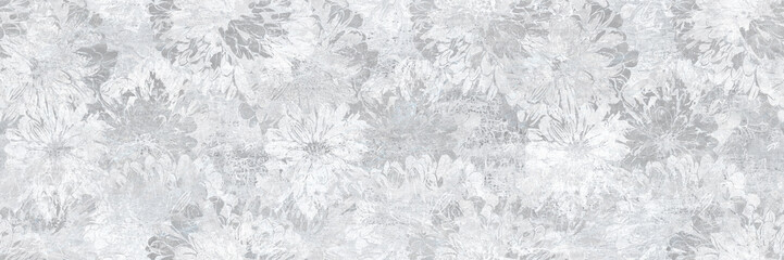 brush effect flowers pattern with grunge texture for wallpaper, textile or ceramic design, repeating vintage baclground