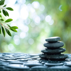 Obraz na płótnie Canvas Spa Natural Alternative Therapy With Massage Stones And bamboo