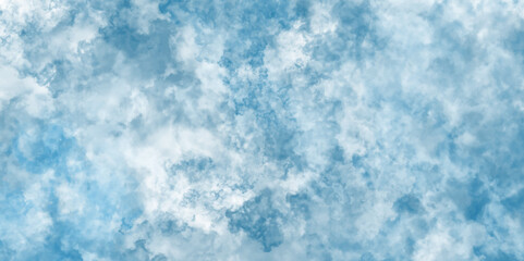 Blurry and cloudy blue sky background with clouds, natural clouds and smoke.  Beautiful cloudscape with natural white tiny clouds,shiny and bright colorful background. Blue background with space. 