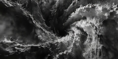 Black and white vortex reality twisting in mesmerizing patterns. - obrazy, fototapety, plakaty