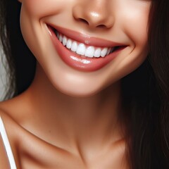 Obraz premium The. radiant, smiles. of. a girl, A close-up image. capturing. a beaming. smile. with. impeccably, white teeth, Vibrant and immaculate, white teeth, beautiful smiling, Glossy Lips, 