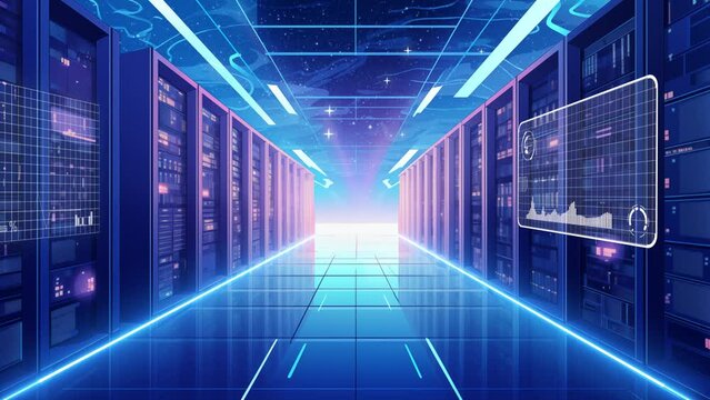 illustration glowcore flat design. digital code snip. seamless looping overlay 4k virtual video animation background 