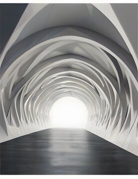 smooth minimal white abstract background tunnel geometric gray wallpaper Generative AI