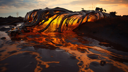 Oil waste spilling in photos.