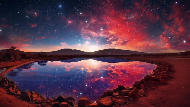 a breathtaking astrophotography image of stellar. beautiful sky formation with reflection. seamless looping overlay 4k virtual video animation background 