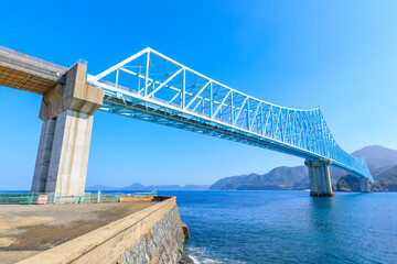 冬の生月大橋　長崎県平戸市　Ikitsuki Ohashi Bridge in winter. Nagasaki Pref, Hirado City.