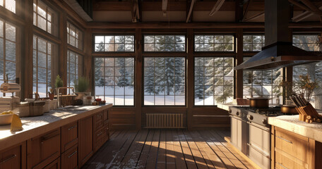 Fototapeta na wymiar Rustic Kitchen Interior with Natural Light 