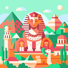 Obraz na płótnie Canvas The Great Sphinx colorful vector