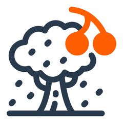 Blossoming Cherry Tree Landscape Vector Icon Illustration