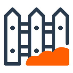 Decorative Fence in Blooming Spring Garden Vector Icon Illustration