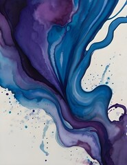 Gorgeous blue and purple abstract background art paint pattern ink texture watercolor. Abstract design luxury wallpaper modern paper ink painting water Generative AI