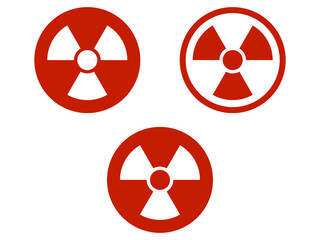 フラット原子力丸マークセットB：赤 © designbeginner