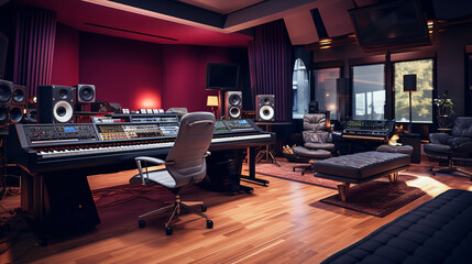 Modern interior of a professional recording studio - obrazy, fototapety, plakaty