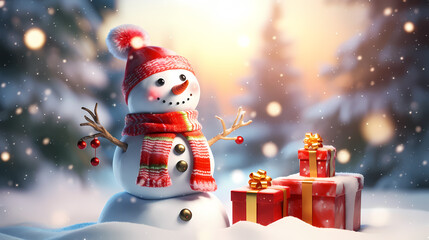 Snowman celebrates Christmas