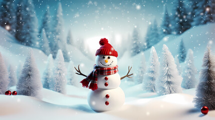 Fototapeta premium Snowman celebrates Christmas