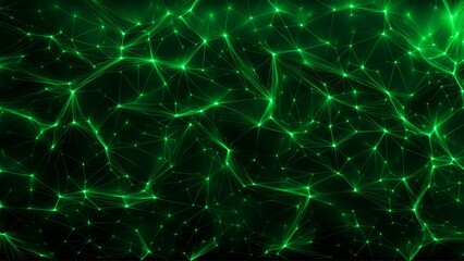 Futuristic technology nodes pattern in black and green abstract design  - Powered by Adobe