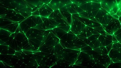 Futuristic technology nodes pattern in black and green abstract design 