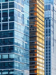 Fototapeta premium A bird's-eye view of contemporary office structures in a Chinese metropolis.