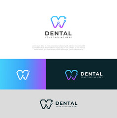 Creative Tech Dental logo vector design template.