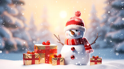Snowman celebrates Christmas