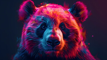 a neon blacklight panda background