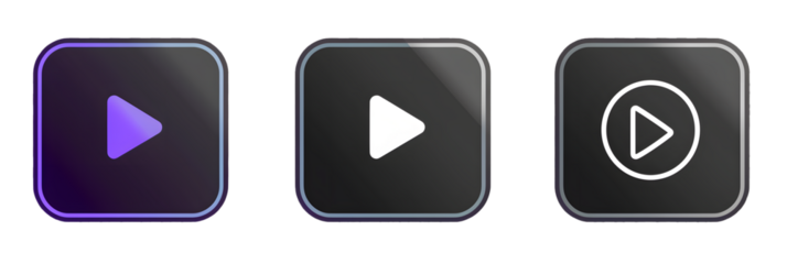 Play button icons on transparent backdrop. Digita webl vector
