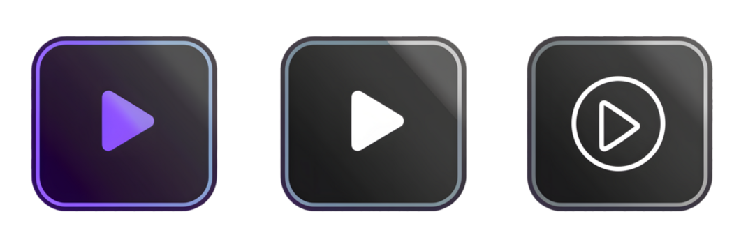 Play button icons on transparent backdrop. Digita webl vector