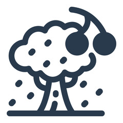 Blossoming Cherry Tree Landscape Vector Icon Illustration