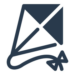 Colorful Kite Flying in Spring Breeze Vector Icon Illustration