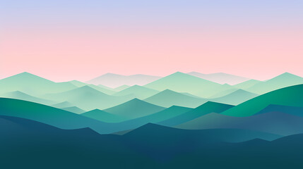 Grassy hillsides meet in a landscape painting