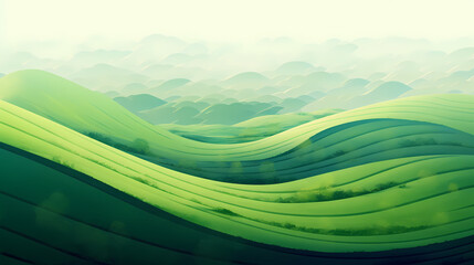 Obraz premium Grassy hillsides meet in a landscape painting