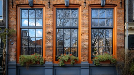 House in Amsterdam with windows.