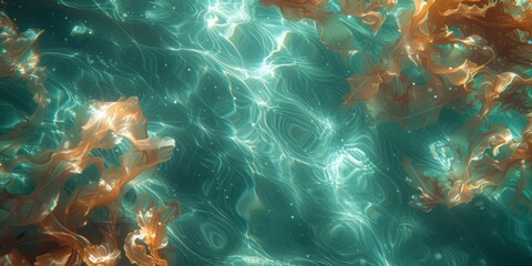Sunlight Dances through the Depths of the Ocean, Illuminating the Vibrant Seagrass in a Peaceful Underwater Meadow, Generative AI