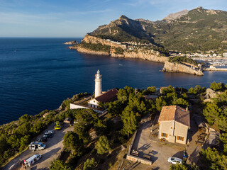 Cap Gros lighthose and Muleta shelter, Soller port, Mallorca, Balearic Islands, Spain