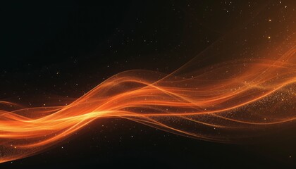 Fototapeta premium An orange wave background on a black background, featuring minimalist backgrounds, futuristic spacescapes, and colors of red and bronze.
