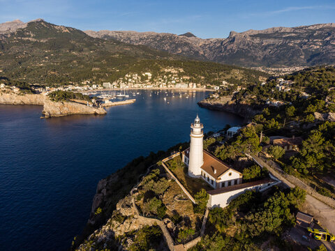 Cap Gros lighthose, Soller port, Mallorca, Balearic Islands, Spain