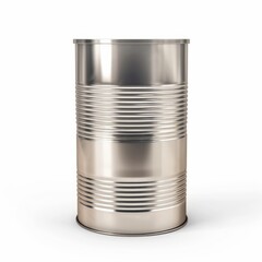 A full metal tin can' against a white background.