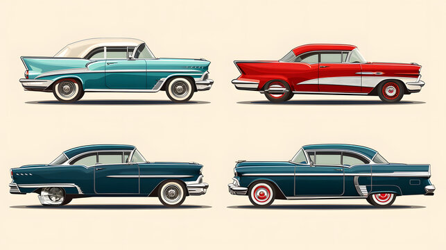 set of a classic car vector