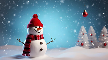 Obraz premium Happy moments with Christmas snowman