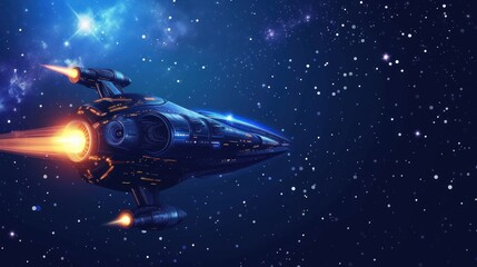 space ship with universe background