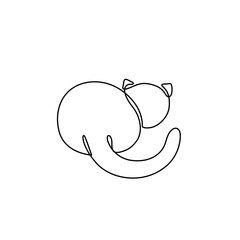 Cat, continuous line drawing, pet small tattoo, print for clothes, silhouette one single line on white background, isolated vector illustration.