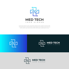 Creative Med Tech Logo Design Vector Template icon.