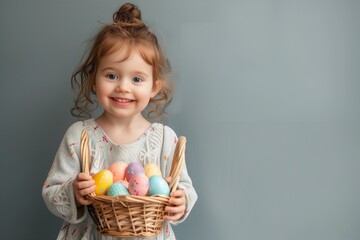 little girl with easter eggs