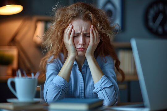 Stressed woman at work 