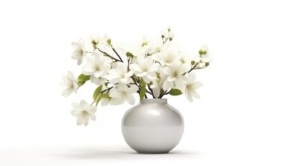 white flower in a vase on a white background