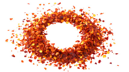 Spicy chili red pepper flakes, chopped, milled dry paprika pile isolated on white background - Powered by Adobe