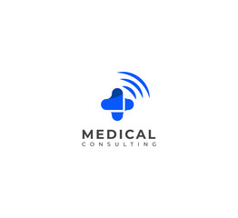 Medical consulting vector logo design. Doctor chat consulting talk logo.