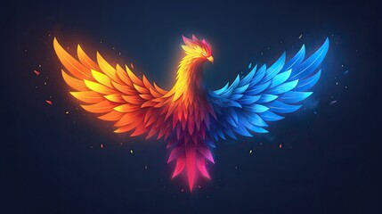 flat logo of Vector phoenix illustration vector - obrazy, fototapety, plakaty