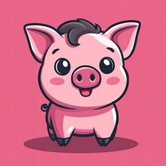 flat logo of Vector pig illustration vector cute