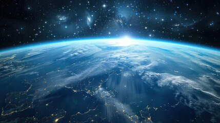 Earth view from outer space background